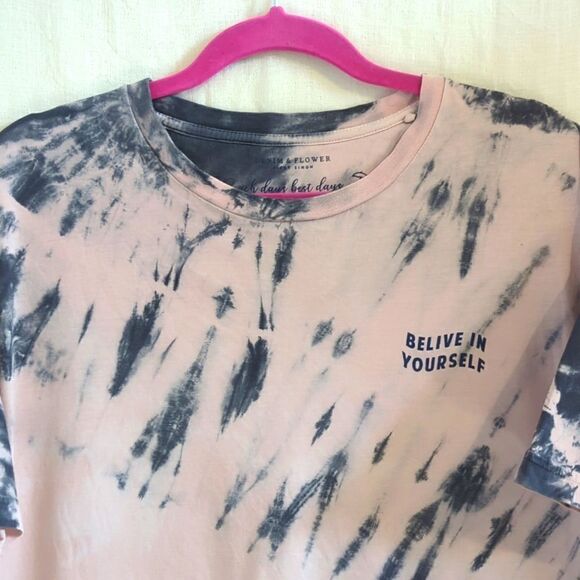 Denim &.Flower Ricky Singh Tie- dye Tee Shirt Gray and Pink Size XL - Picture 2 of 5
